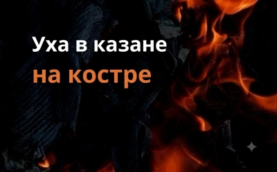 Уха в казане на костре